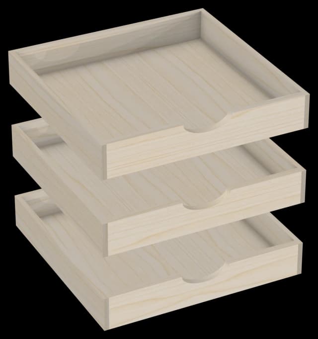 Three Adjustable Height Roll Out Trays installed