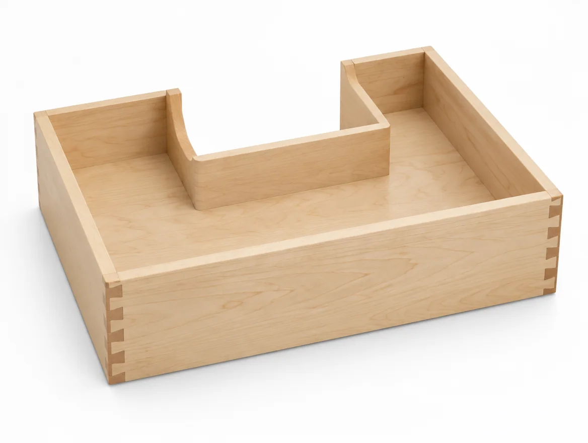 Sink drawer with plumbing cutout